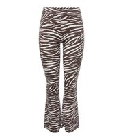 NEON & NYLON Brown Zebra Print Flared Trousers